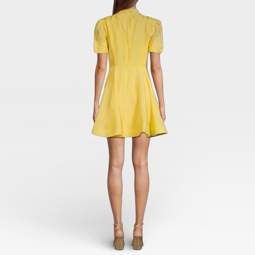 Antonio Melani Iris Linen Blend Floral Appliqué Mockneck Dress Sunshine Yellow - Picture 4 of 16
